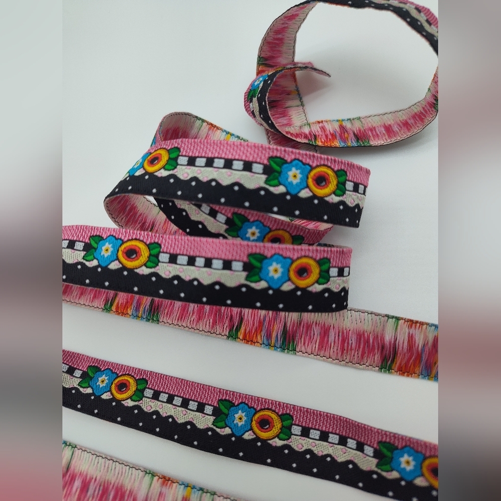 Floral Patterned Ribbon - Pink, Blue, Yellow - Picture 2 of 6